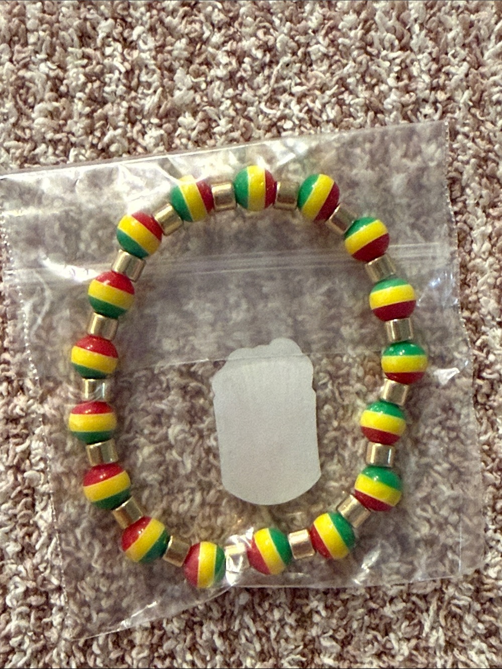 Multicolor Beaded Stretch Bracelet – Red, Yellow & Green